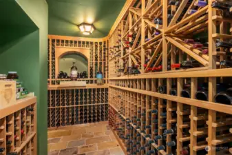 Temperature controlled 800 bottle wine cellar conveniently located on the lower level near the home theater, billiard room and exercise room.