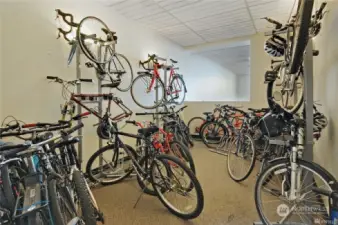 Indoor bike storage.