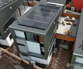 Embracing environmentally conscious living, these homes are Net Zero energy via roof top solar panels and have dedicated EV-ready parking, promoting lower utility costs and sustainability.