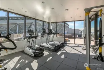 Fitness room with inspiring stadium views!