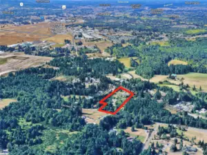 Approximate boundaries in red. Location of property in relation to Olympia Regional Airport which is less than 2 miles away.