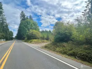 Looking east along Old Hwy 99 SE. One of the driveways on the right-hand side.