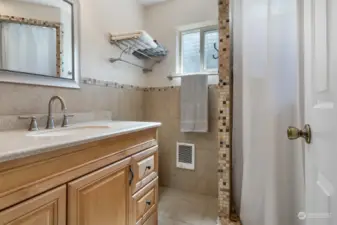 Bathroom with shower in the basement