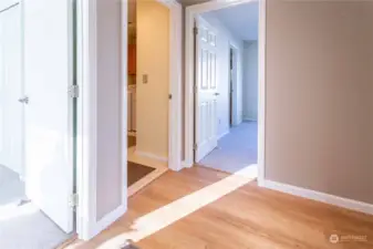 Doors to bedroom and laundry room