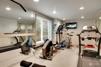 The building provides a well-equipped exercise room.