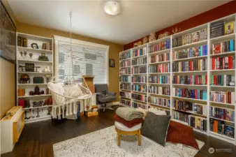 Currently used as a library "getaway" area but designed as a bedroom.