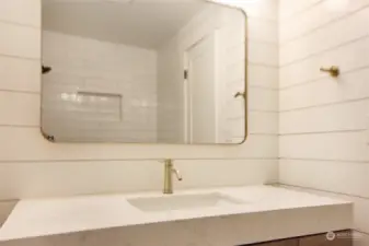 Main bathroom vanity and mirror