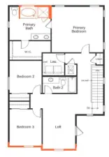 Jenkins Landing Lot#4-2nd floor layout (will have enclosed toilet in primary bath)