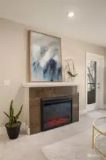 The electric fireplace with heat is new.
