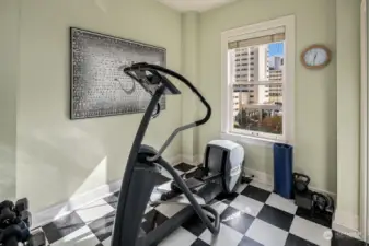 Originally built as a bedroom for staff, this space makes an ideal home gym or wine or craft room.