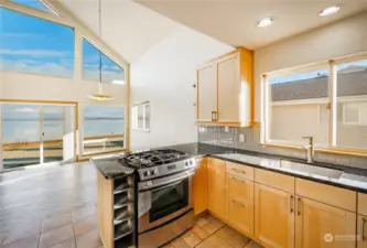 Kitchen enjoys the waterfront views as well.