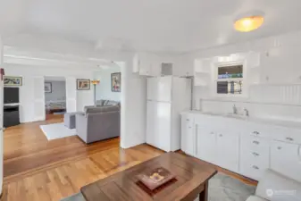 Bright White Kitchen and Hardwood Floors