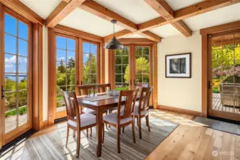 Panoramic views of the sound and Mt Rainier can be enjoyed all year round from your seat at the dining table!