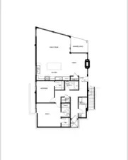 Lower level ADU with kitchen, living room, 2 bedrooms and 2 baths connected by elevator and outside staircase with own enterance
