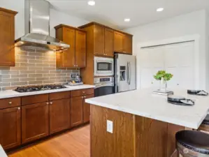 Large pantry and stainless steel appliances