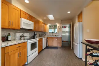 Remodeled kitchen with granite counter tops