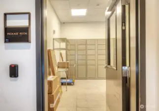 Package delivery room with lockers.