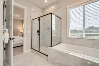 Spa like primary bath. Shower/tub iteration varies. Pic of model in a different community.