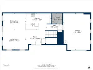 Floor plan with room sq. footage as an estimate.