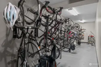 Additional storage area downstairs as well as secured bike racks