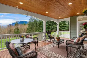 Main level back porch with mountain views