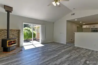 Large family room open to kitchen