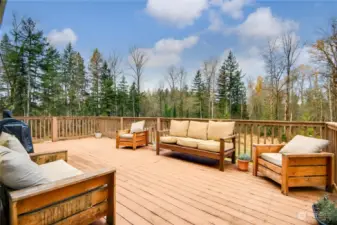 Enjoy wide open sky views and a tree-lined backdrop from the expansive deck.