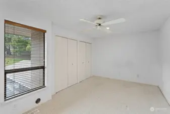 The large 2nd bedroom has double closets.