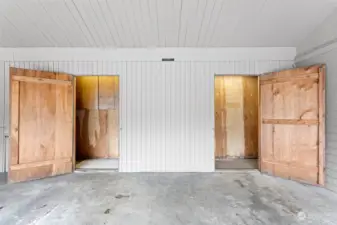 There is a large, roughly 60 square foot, walk-in storage unit with electricity in the carport. This is the perfect space to store bikes, a second fridge or freezer, tools, or whatever!