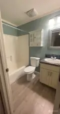 New floors in this bathroom as well.