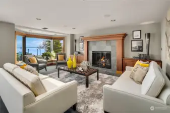 Spacious lower level w/ oversized fireplace and forever views!