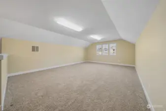 Bonus room on upper level would make a great game room or exercise room, possibly even a movie room.