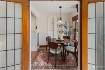 French doors to kitchen/dining