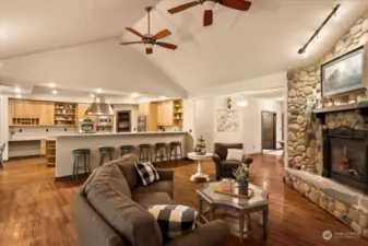 Family Room with Kitchen in Background
