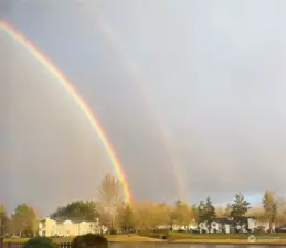 Even on rainy days, the view is spectacular, capturing this double rainbow.
