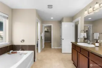 The water closet offers added privacy when several individuals are using the bathroom.