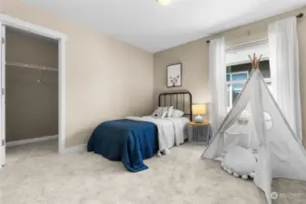 Every guest bedroom features a walk-in closet and large window where natural light can pour in.