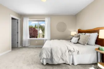 Generous in size, the bedroom will accommodate a queen size bed as well as accessorizing furniture.