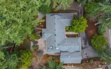 Aerial view of the home and lot.