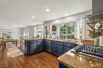 The large kitchen offers the perfect space to create while enjoying views of the back yard.