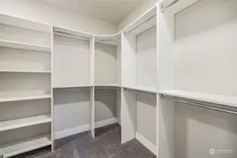 Built ins included in the walk in closet.