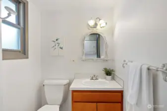 The mudroom has a half bath which is so convenient to come in from gardening or garage work.
