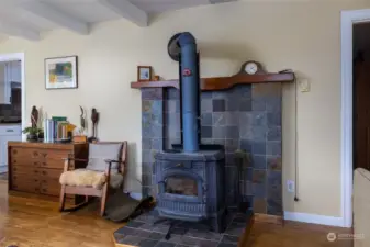 Wood stove keeps entire home warm on those chilly NW mornings.