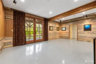 Daylight Basement with large doors going outside