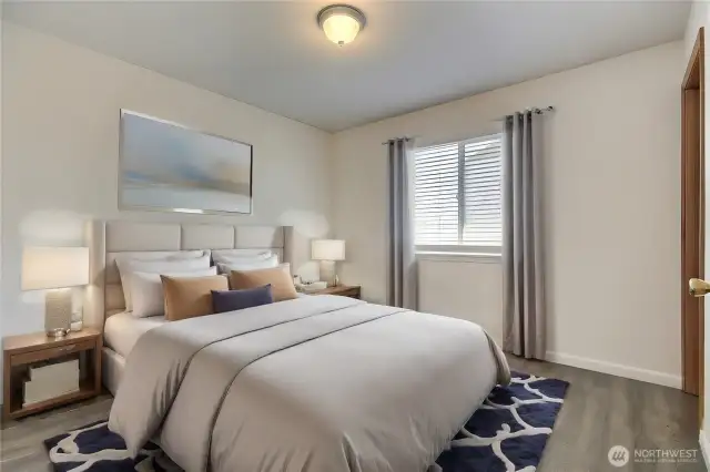 Virtually Staged. Step into one of our two spacious second-level bedrooms, where luxury meets functionality with charming walk-in closets just waiting to be filled with your favorite outfits and treasures