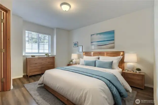 Virtually Staged. Second upper-level bedroom with ample space for rest and relaxation, these bedrooms promise sweet dreams and cozy mornings in your own private sanctuary