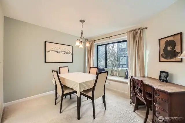 Dining room faces south and gets lots of natural light.