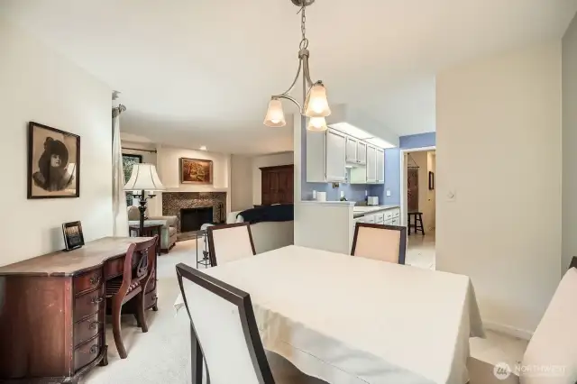 Dining room adjoining kitchen and living room.