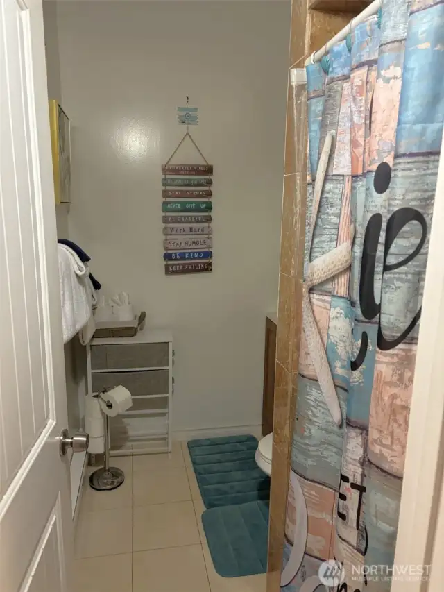 The bathroom.