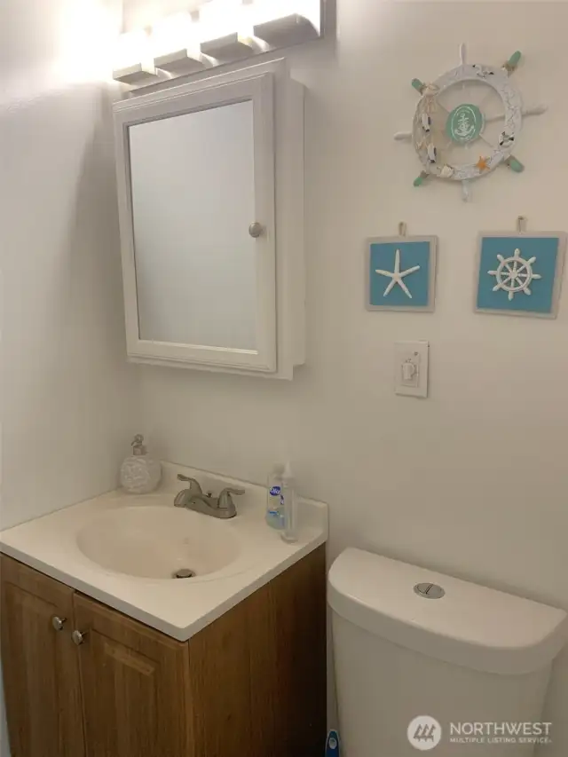 The bathroom.